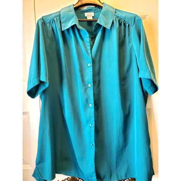 Only Necessities Tops Only Necessities Teal Button Up Tunic Top X